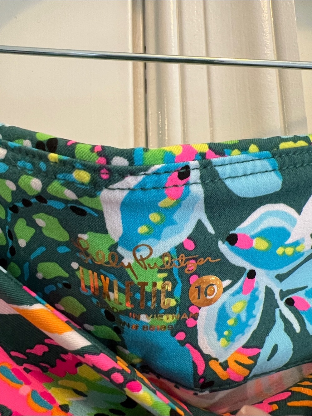 Lilly Pulitzer Tropical Floral Leggings - Teal, Pink & Blue size 10 - Picture 4 of 7